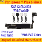 Бесплатный iCloud для iphone 7 Plus 5,5 дюймов материнская плата с Touch IDбез Touch ID, оригинальная разблокированная материнская плата для iphone 7 Plus