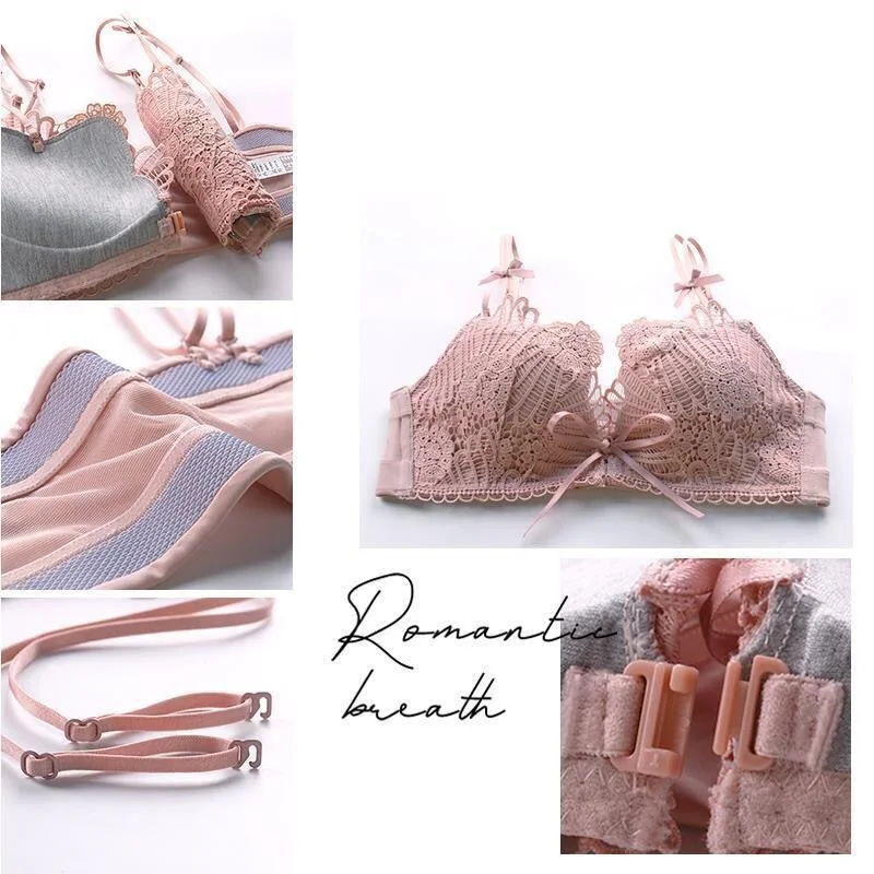 

Sexy Women Lace Bra Front Closure Wireless Push Up Bra Bralette Lingerie Female Seamless Floral Brassiere Intimates Femme Bralet