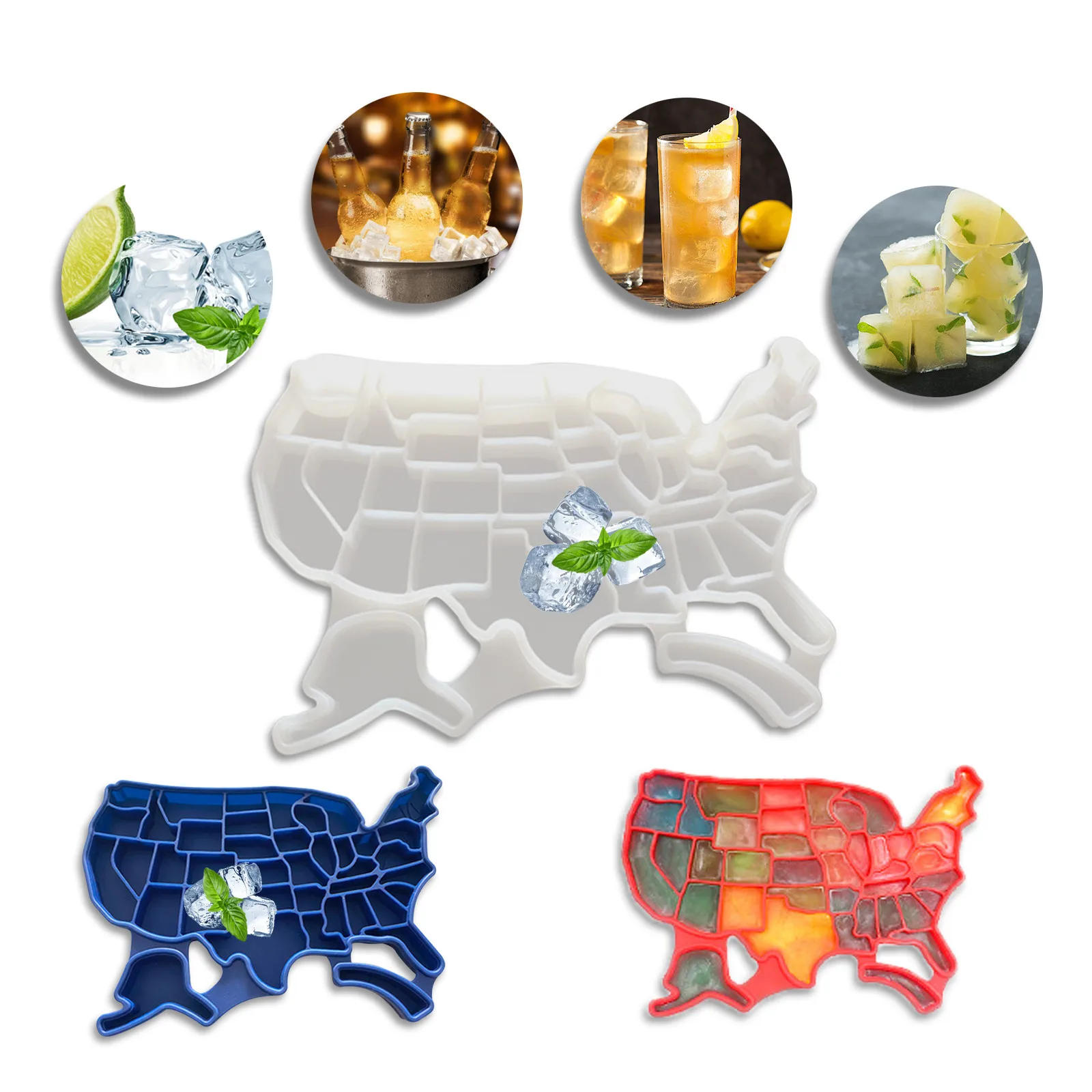 

America State Map Keychain Silicone Mold with Hole Candy Chocolate Fondant Silicone Casting Mold Map Pendant Silicone Moulds