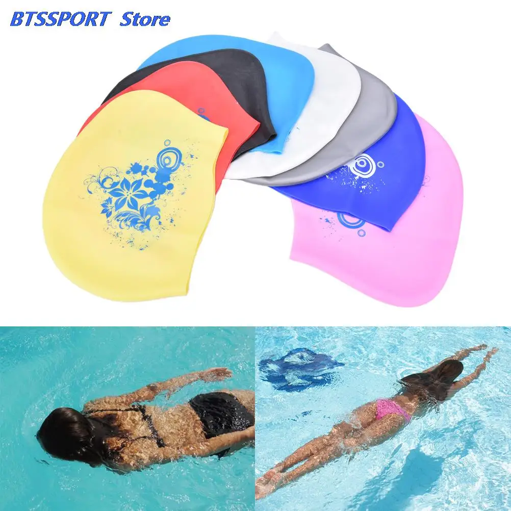 Силиконовая шапочка для плавания с длинными волосами женские водонепроницаемые