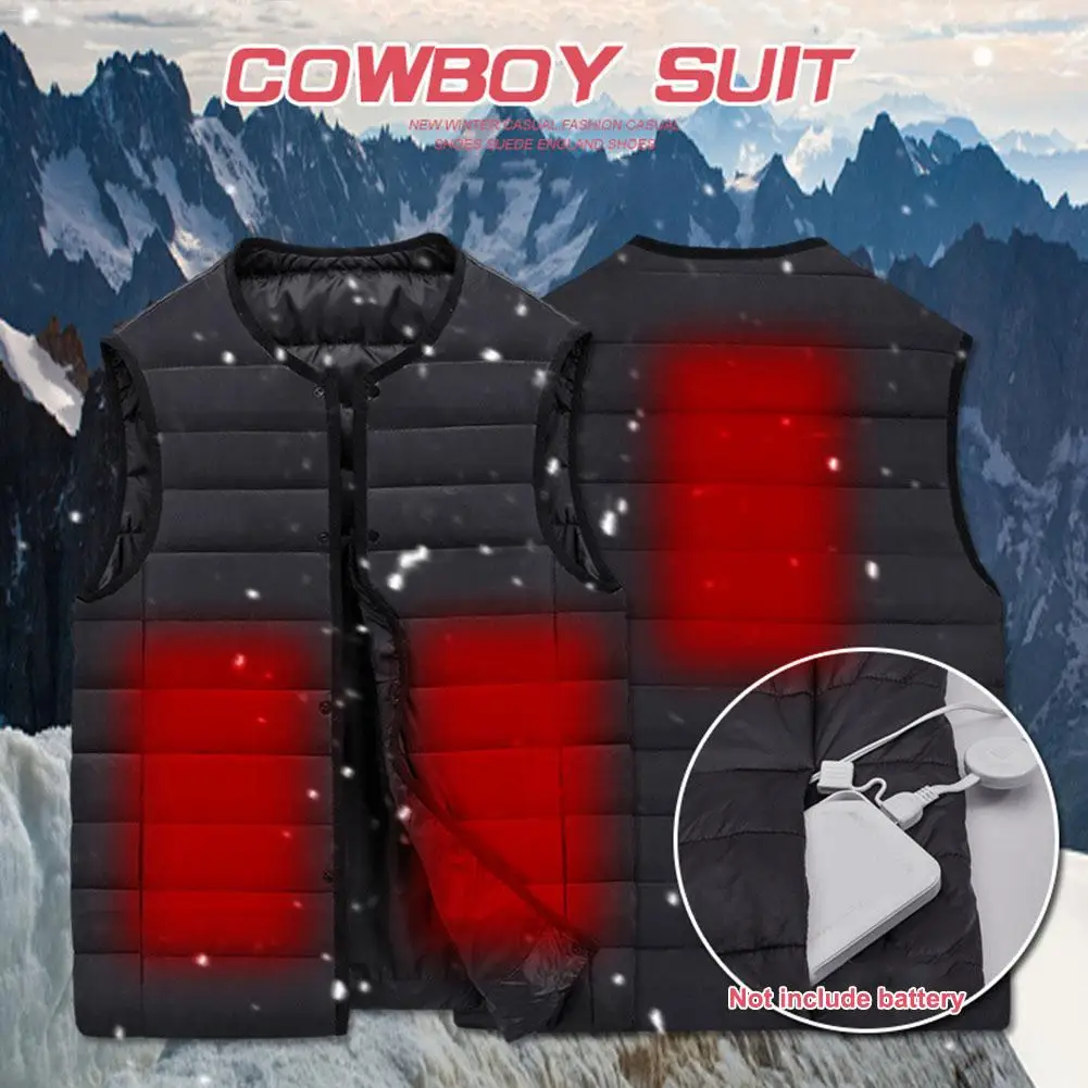 Smart Charging Heating Vest Men's Cotton Coat V-neck Graphene Carbon Fiber Heating Vest Jacket Winter Water Washable Heating Ves
