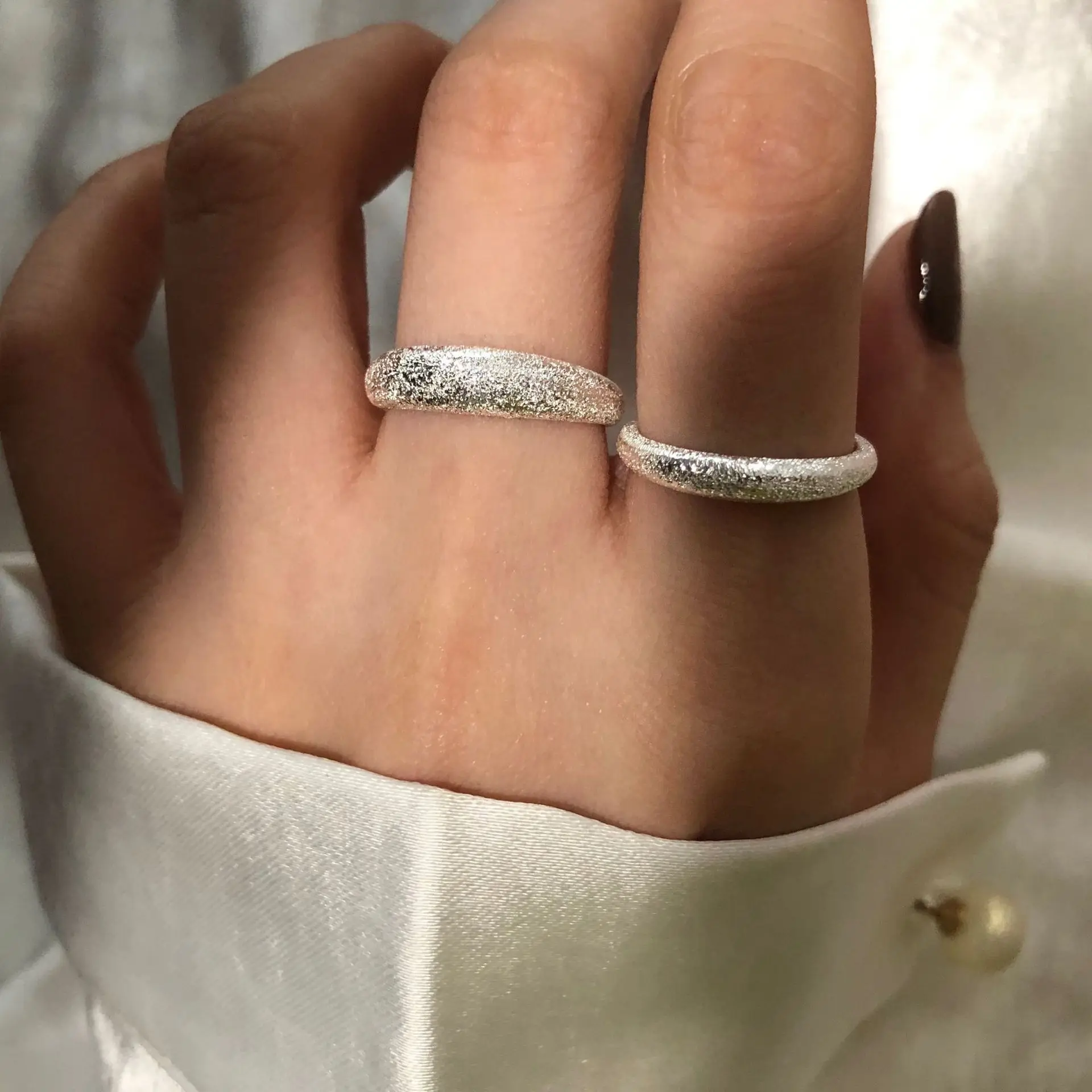 

New 925 Sterling Silver Flash Open Ring Women Fashion Jewelry Adjustable Ring for Girl Friend Gift