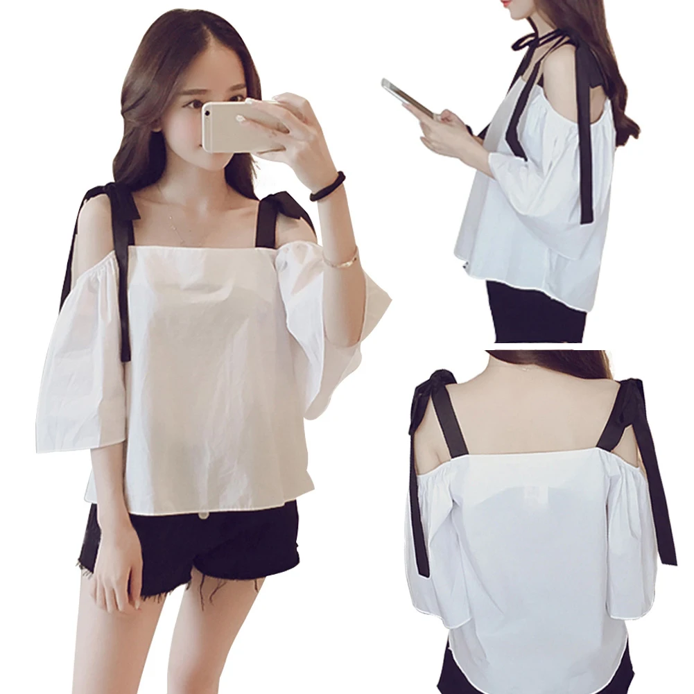 Свободные с рукавом 1/2 для вечеринок бантом пуловер путешествий на шнуровке