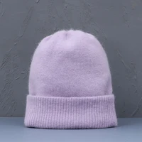 2021 new fashion unisex solid color real rabbit fur beanies winter hat for woman new rabbit fur autumn warm cap skullies gift