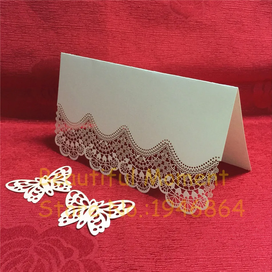 

50pcs Laser Cut Lace Flower Luxury Table Name Place Cards Wedding Decoration Birthday Party Invite Cards Table Decoration Favor