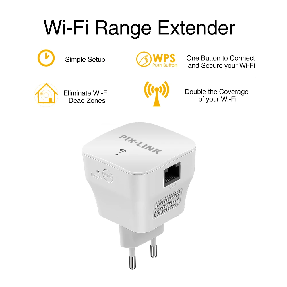 PIXLINK WR12 WiFi 300 Мбит/с маршрутизатор повторитель 2,4 ГГц беспроводной усилитель широкого диапазона стены в розетке WiFi усилитель простая настройка