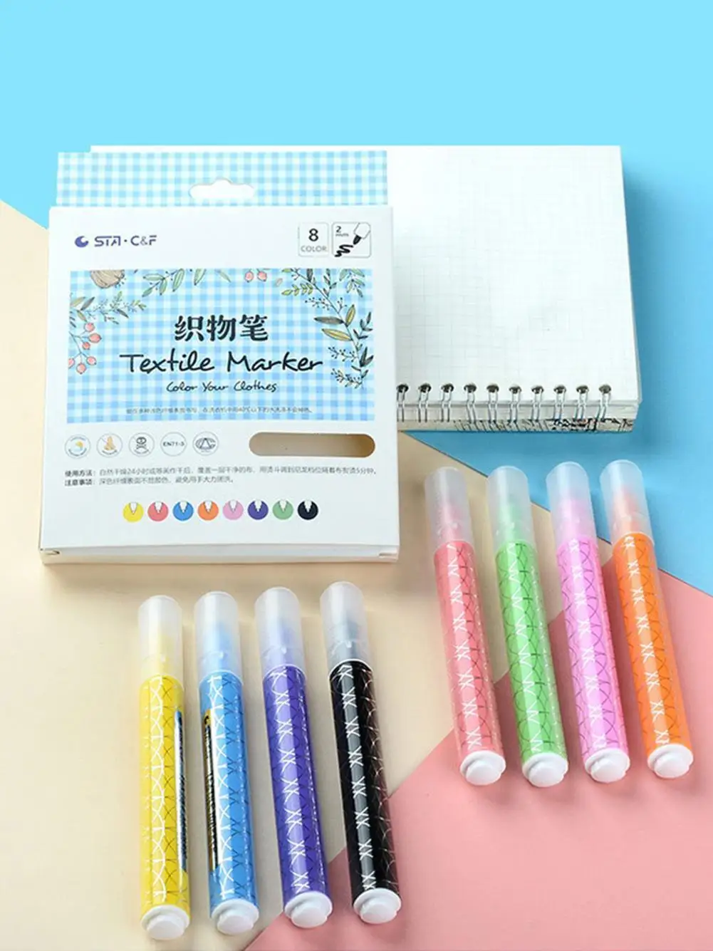 

8 Pcs/set Clothes Marker Fabric Paint Pen Diy Crafts Graffiti T-shirt Pigment Painting Quick Home Drying Supply Pen Station A5C4