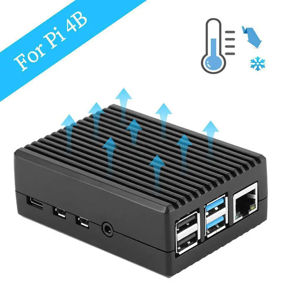 Raspberry Pi 4 Модель B черный темно серый чехол из алюминиевого сплава корпус