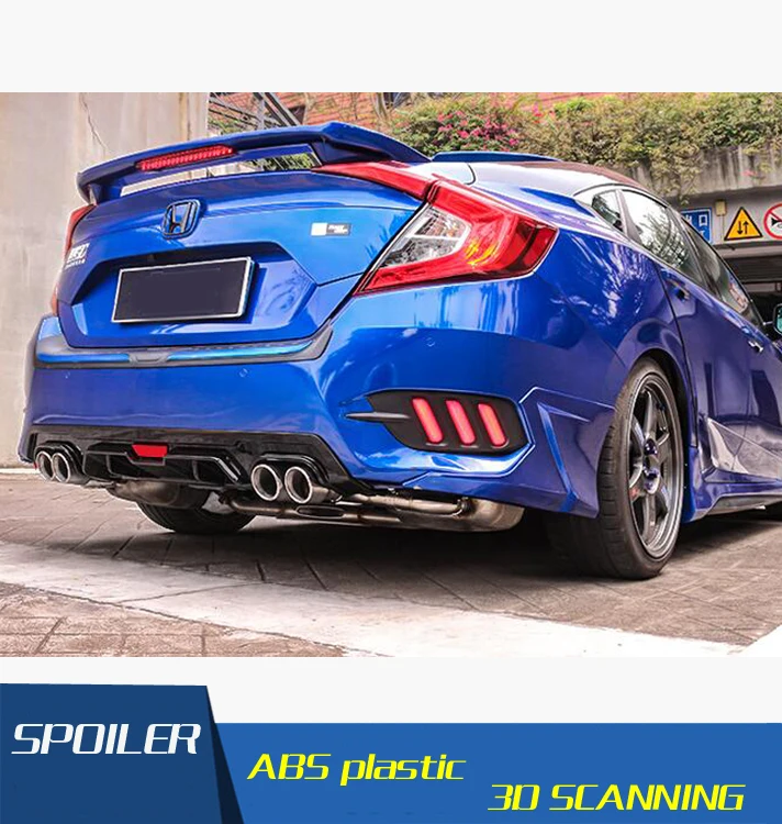 Для Civic задний спойлер ABS бампер диффузор защитные бамперы для Honda 16 After хром