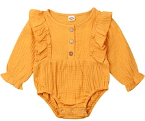 B 0-24M Newborn Toddler Baby Girl Clothes Ruffle Long Sleeve Romper Soft Jumpsuit Outfit Sunsuit - Color: B