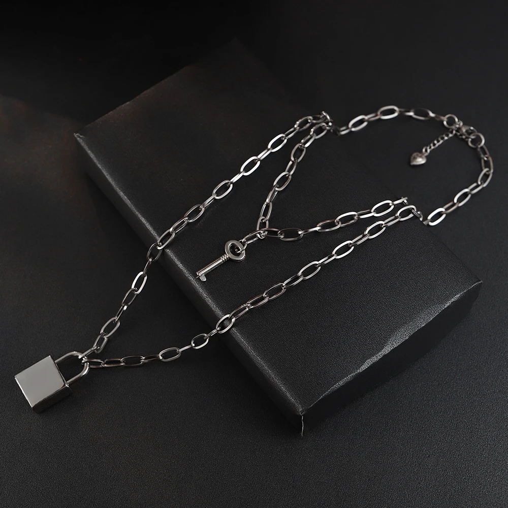 Ключ замок кулон Цепочки и ожерелья Рок в стиле хип-хоп модные украшения