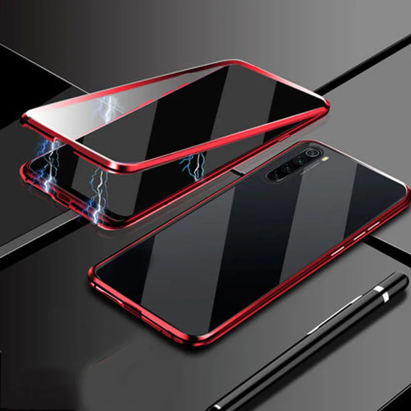 Роскошный Магнитный поглощающий чехол для Xiaomi Redmi Note 8 металлическая рамка