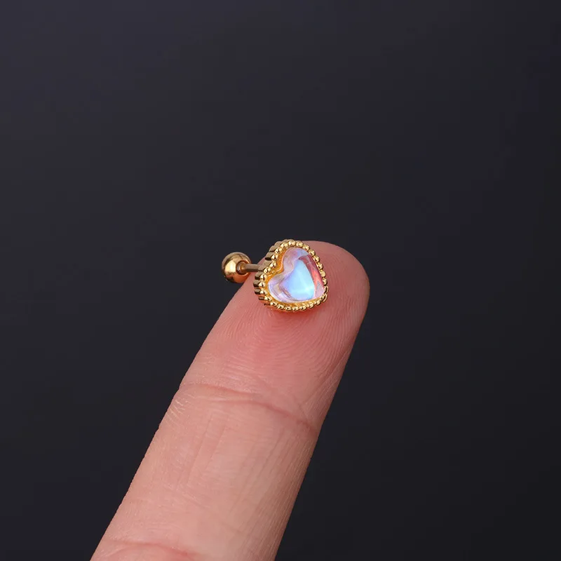 Серьга-гвоздик с цирконием для пирсинга украшение синим лунным камнем 1 шт. 20 г