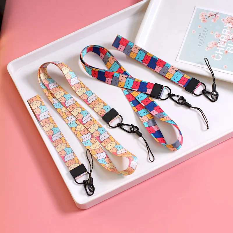 cute 40pcs cat phone straps neck lanyards for mobile phone accessories kawaii animal short wristband phone strap for diy pendant free global shipping