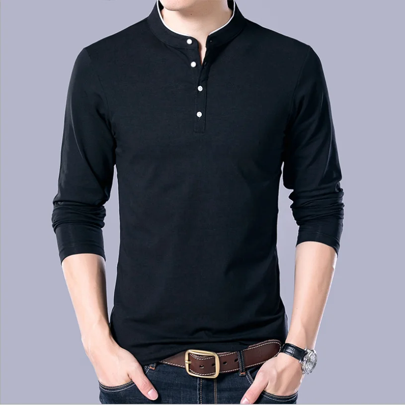 

2021 autumn and winter new handsome slim cotton young and middle-aged men's t-shirt top
