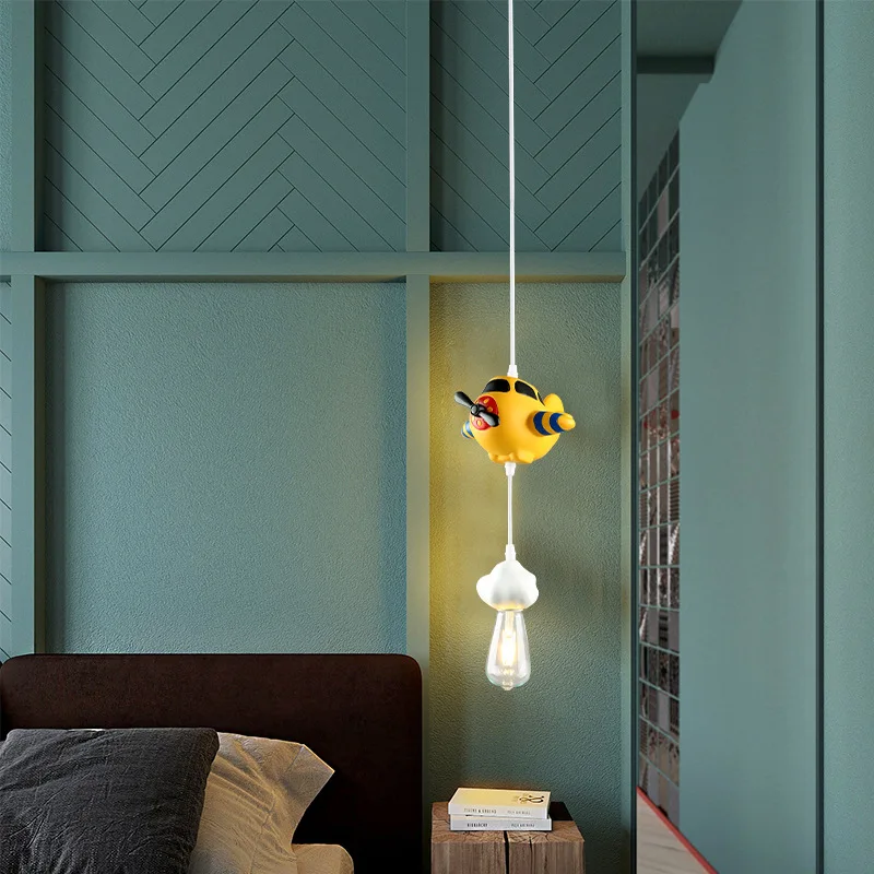 

Cartoon Children's Ceiling Lamp Airplane Cloud Bedside Chandelier Boy Bedroom Dining Room LED Hanging Lamp