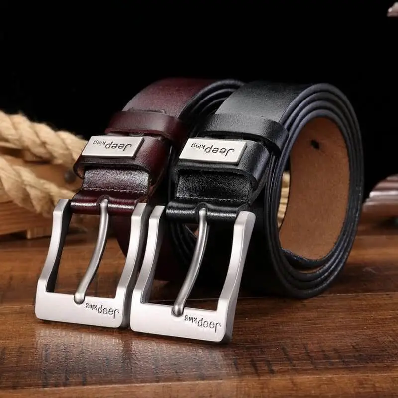

Genuine Leather For Men High Quality Black Buckle Jeans Belt Cowskin Casual Belts Business Belt Cowboy Waistband