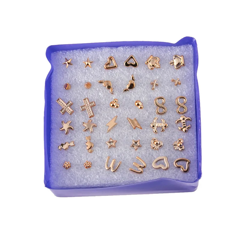 18 пар/уп. милые маленькие геометрические серьги-гвоздики со звездами для женщин и