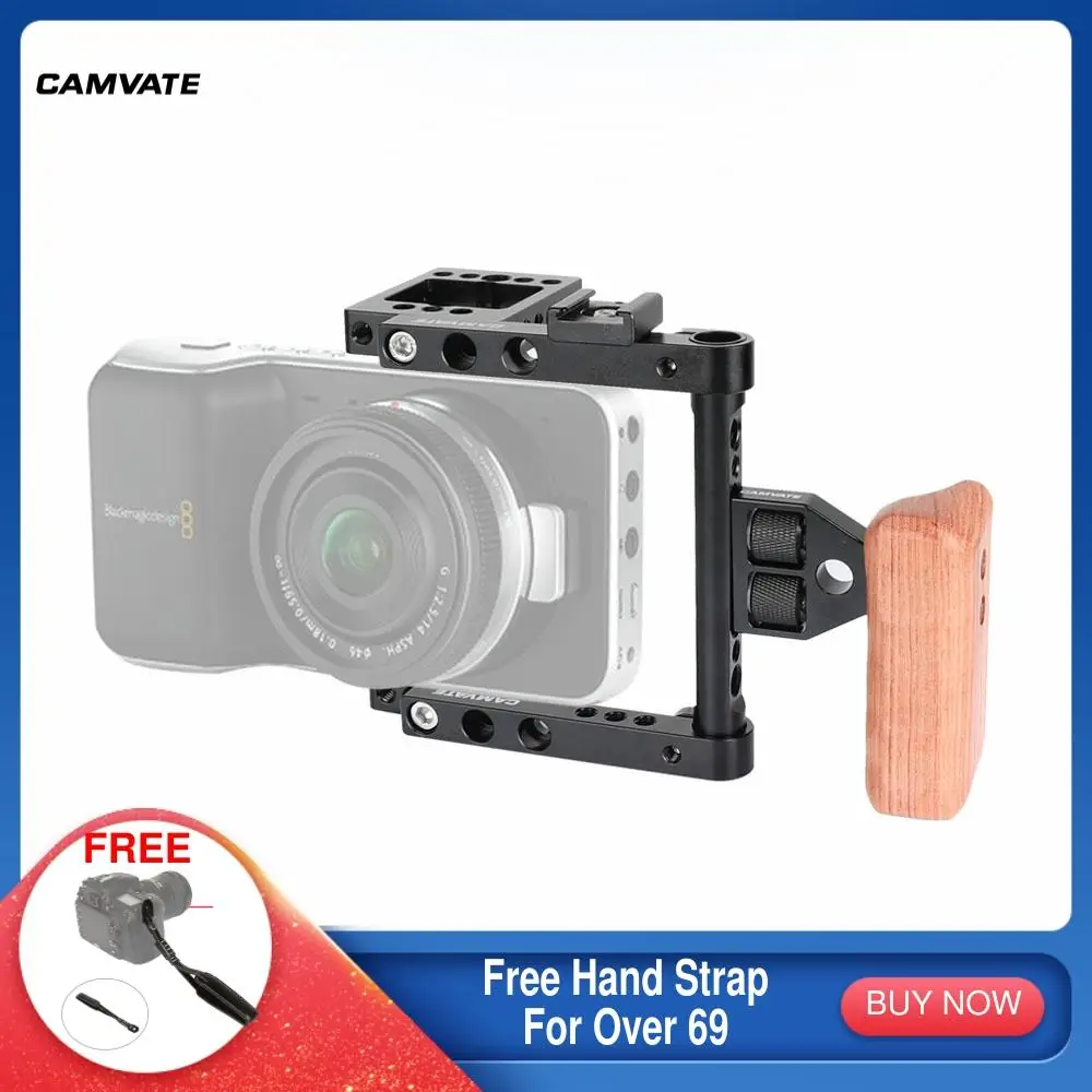 CAMVATE Камера клетка Риг с деревянной Левая рукоятка и башмак 1/4 &quot 20 3/8&quot 16 точки