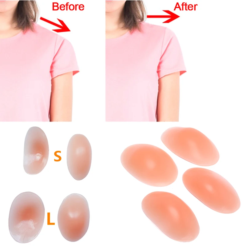 

1 Pair Invisible Soft Silicone Shoulder Push-up Pads Adhesive Enhancer Pad S/L