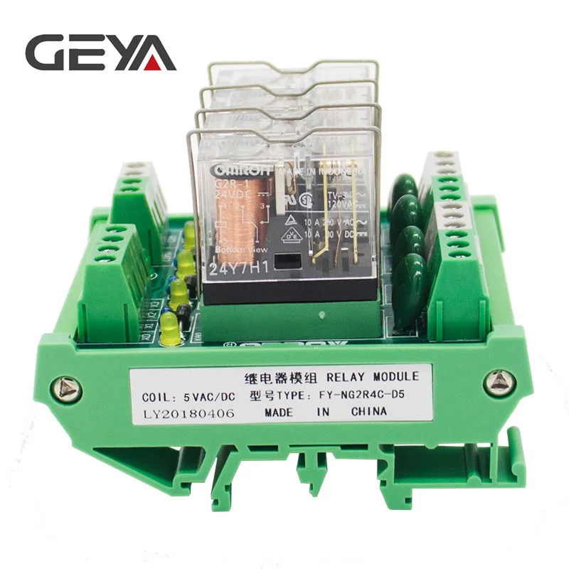 GEYA NG2R 4-Канальный Релейный Модуль 1NO 1NC реле SPDT модуль 12V 24V AC DC Omron реле ПЛК