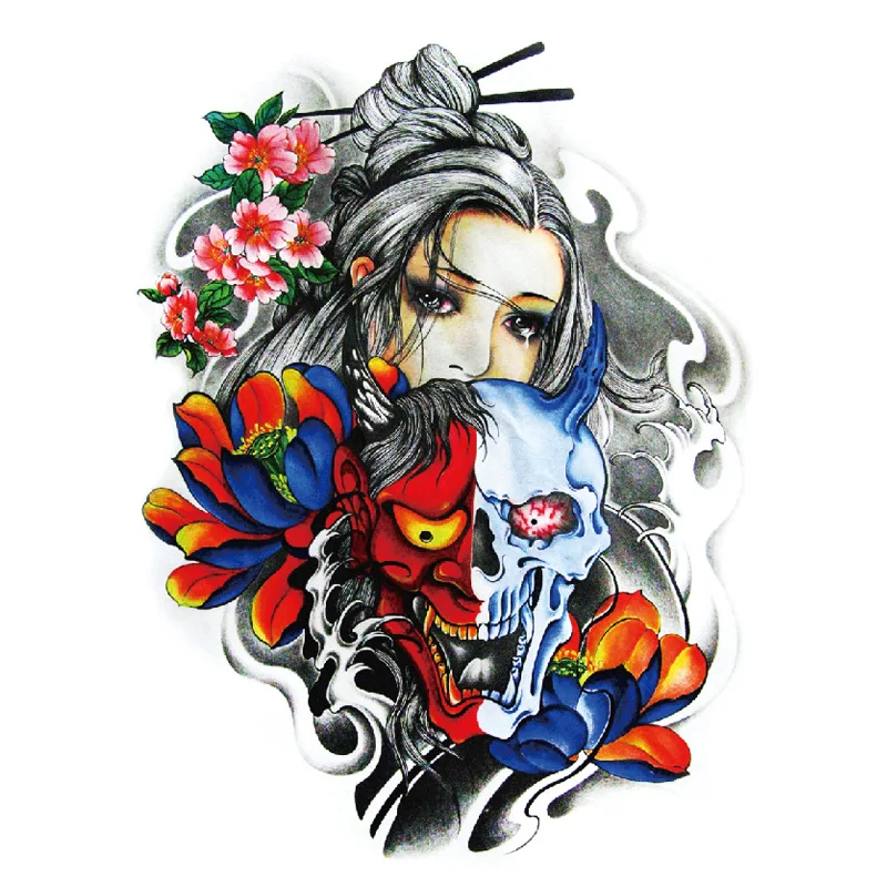 Водостойкая Временная тату-наклейка лиса кошка Бабочка змея демон женская