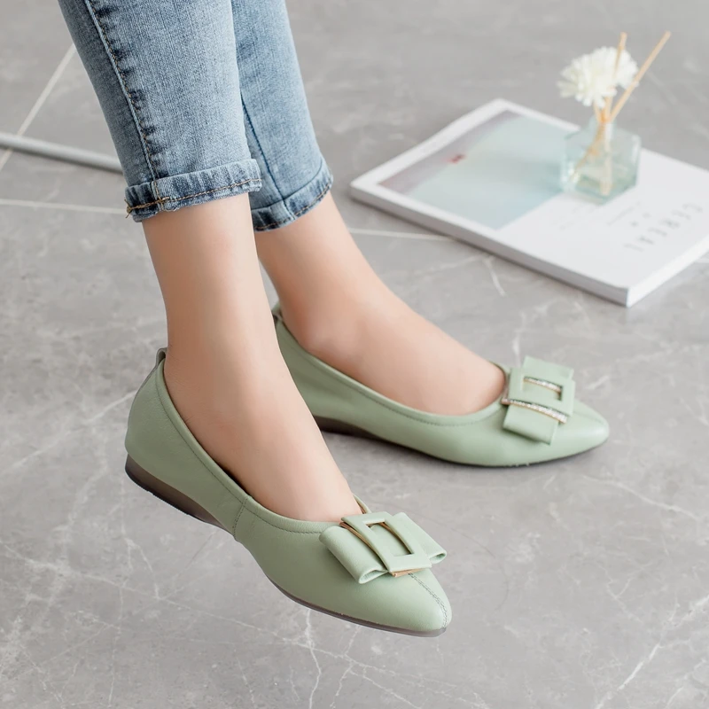 Женские туфли на плоской подошве мягкие кожаные с низкой подошвой удобные мягкой