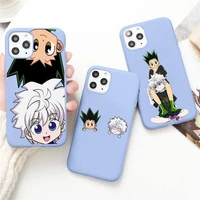 hunter x hunter hxh gon killua anime phone case for iphone 13 12 mini 11 pro max x xr xs 8 7 6s plus candy purple silicone cover