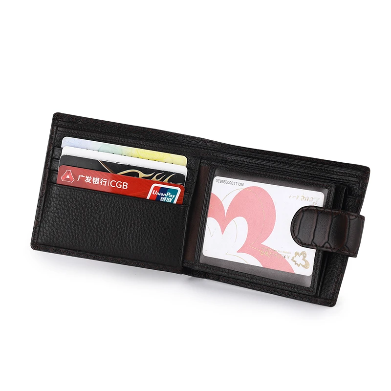 Кофейный мужской кошелек из натуральной кожи ID кредитный держатель для карт