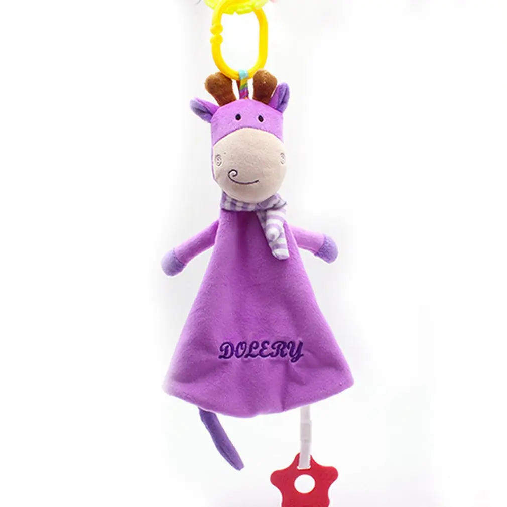 

Cute Plush Baby Soothing Towel with Bell Cartoon Animal Rattles Crib Pendant Toys for Stroller Infant Appease Doll