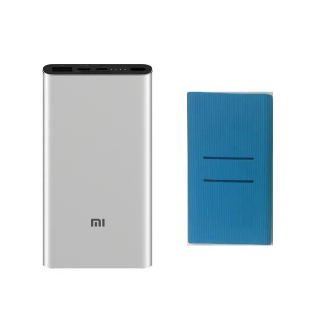 sliver add blue Xiaomi Mi, 10000 мА/ч, внешний аккумулятор 3, 18 Вт, максимальная быстрая зарядка, USB-C, Двойной вход, выход, PLM12ZM, 10000 мА/ч, внешний аккумулятор для samsung iPhone - Цвет: sliver add blue
