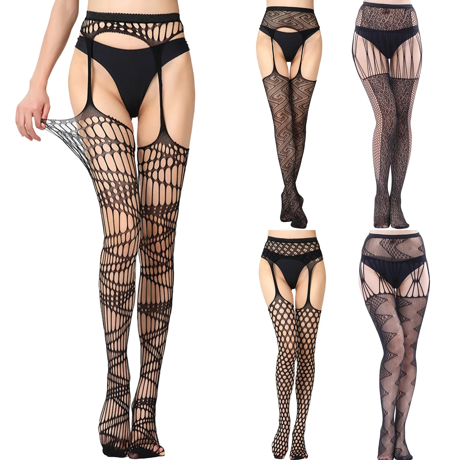 

Erotic Lingerie Sexy Hollow Out Mesh Stockings Women's Underwear Transparent Sexy Lingerie Crotchless Temptation Sexy Stockings
