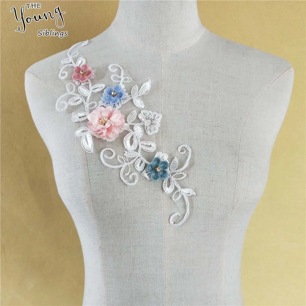 3D Цветочная вышивка кружевная ткань для шитья кружевной воротник сделай сам