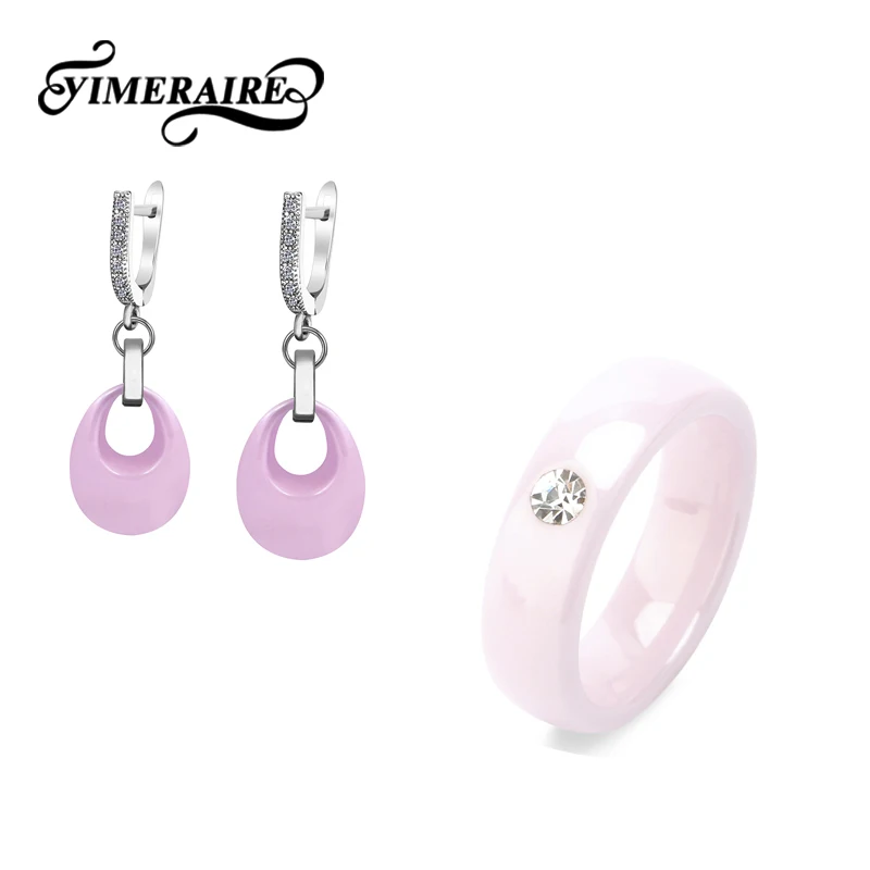 TUHE новые розовые серьги капли воды здоровый модный керамический ювелирный набор