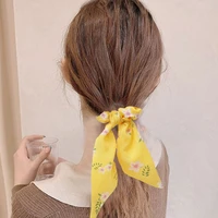 fashion printed bow hair ring satin long ribbon women hair scrunchies scarf ponytail holder elastic hair bands hair accessories