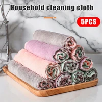 5 pcs washcloths nonstick oil velvet hanging kitchen dishclout hand towels clean stains towels mjj88