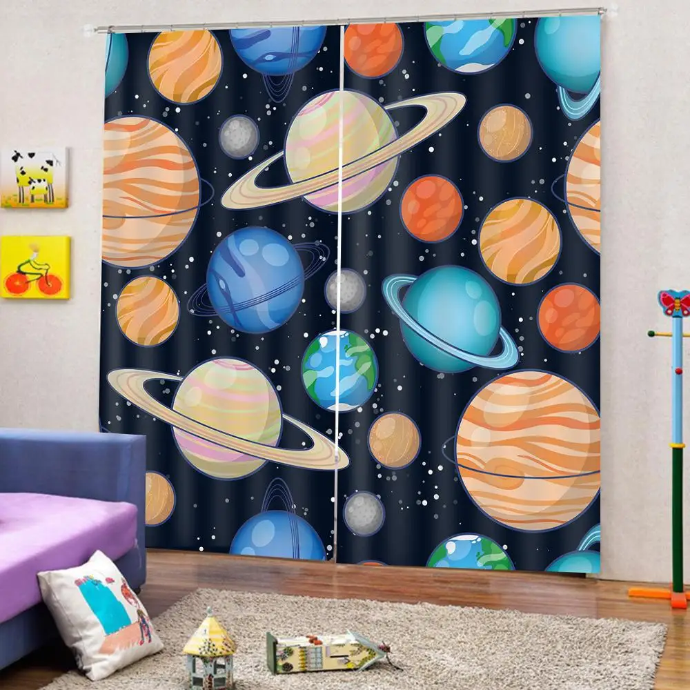 

blue curtains Luxury Blackout 3D Window Curtains For Living Room Bedroom star curtain