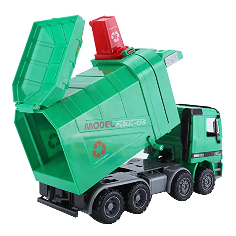 

14 Inch Friction Powered Garbage Truck Toy,with 3 Trash Cans,No Battery Required,A Great Gift for Children