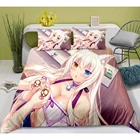 Комплект постельного белья с милым рисунком кота горничной из аниме, 3 шт., пододеяльник с принтом некопара и наволочка, украшение для спальни для Otaku, подростков