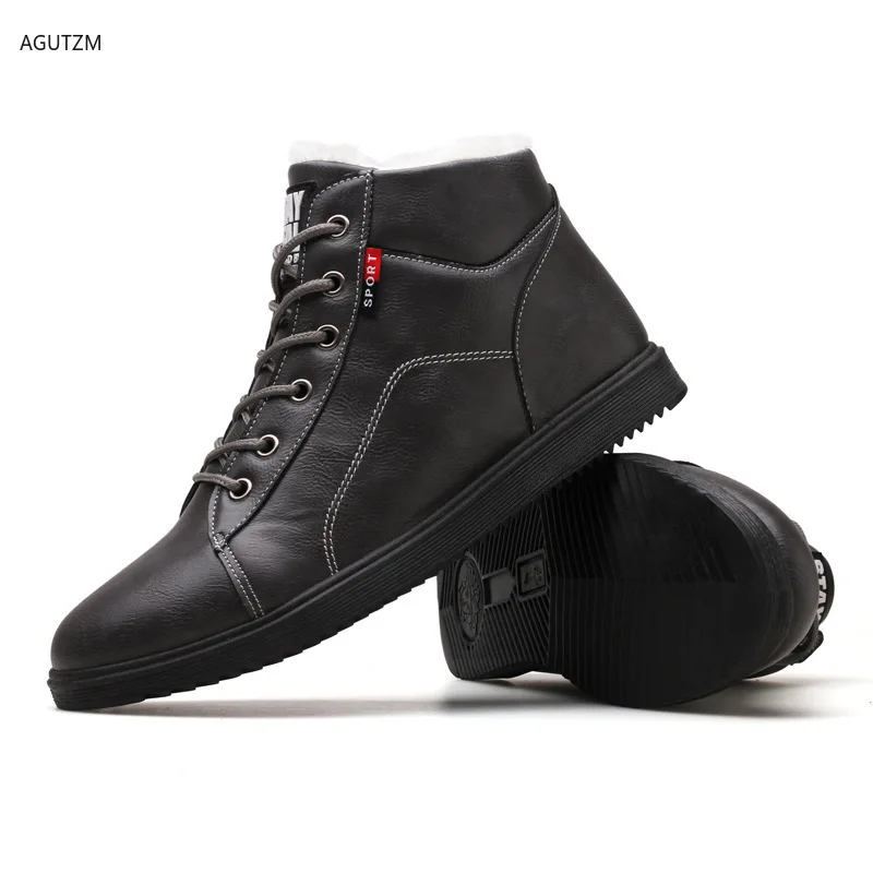 

Men Martin boots 2019 Autumn Winter Leather Ankle Snow Men Boots Shoes Plush Warm Male Casual Boot Sneakers Z238