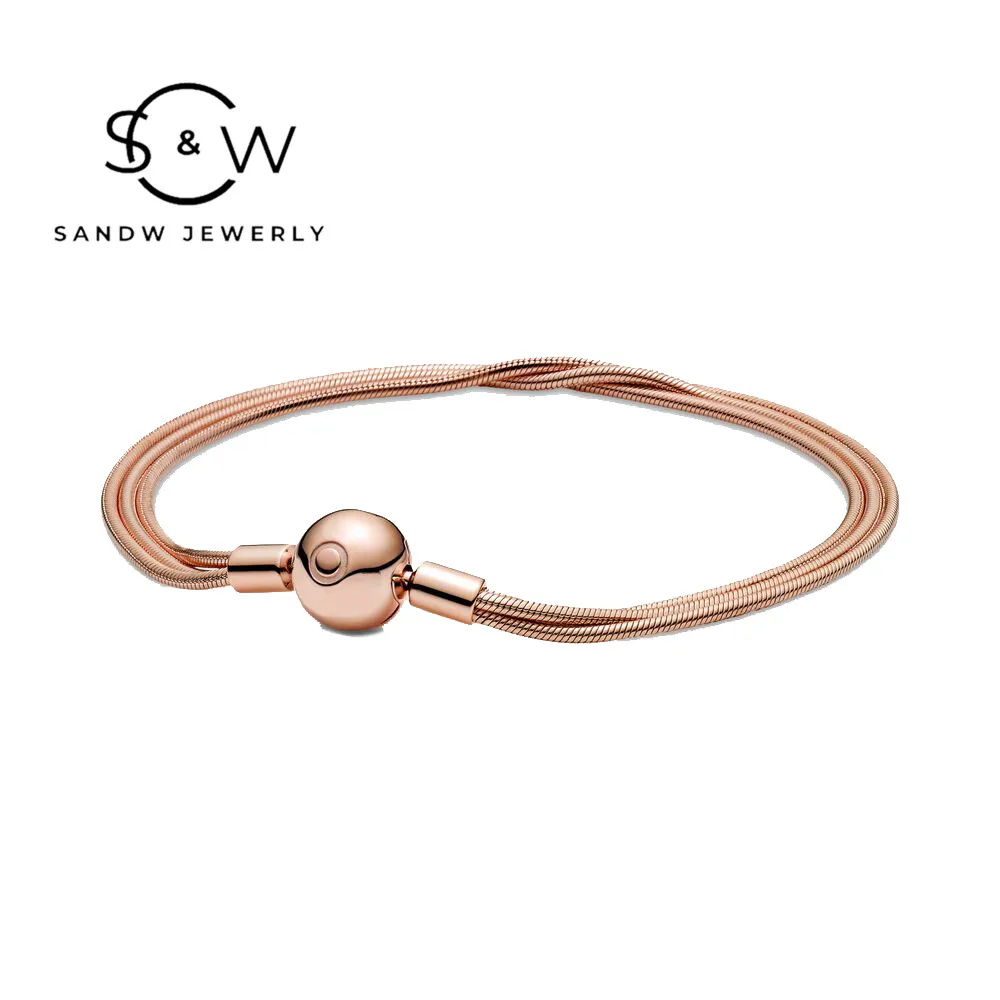 

S925 Sterling Silver Bracelet Jewelry PAN Snake Bone Bracelet Women's Original 1:1 Rose Gold Classic Fashion Birthday Gift