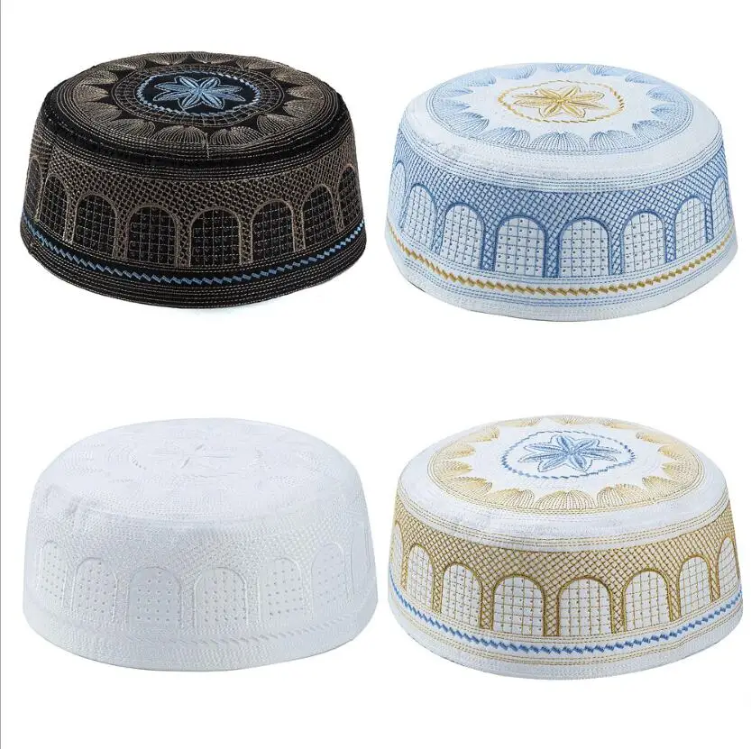 Мусульманская шляпа мусульманский тюрбан Черная кепка s золотая нить вышивка