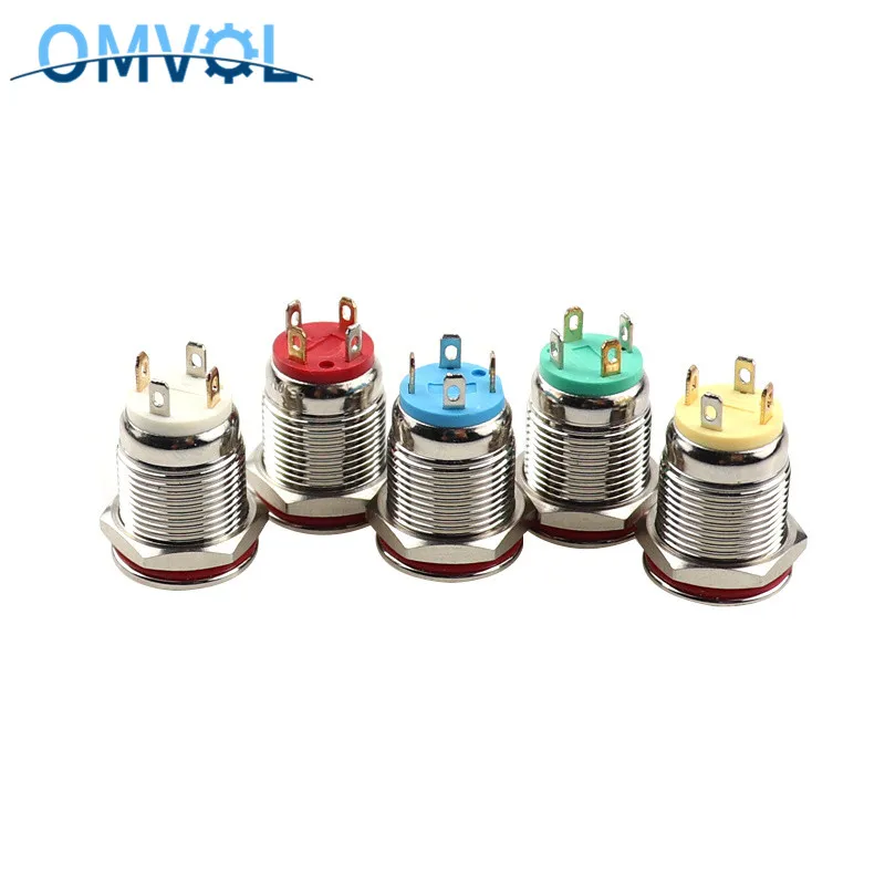 1 шт. 12 мм Мгновенный металлический переключатель водонепроницаемый кнопочный с