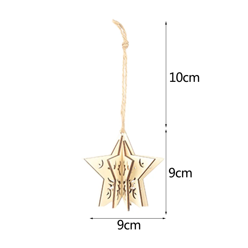 1pc hollow star Рождественские украшения, деревянные подвески, новогодние Подвесные Подарки, украшение на елку, сделай сам, дерево, ремесло, для дома, свадьбы, Navidad, Декор - Цвет: 1pc hollow star