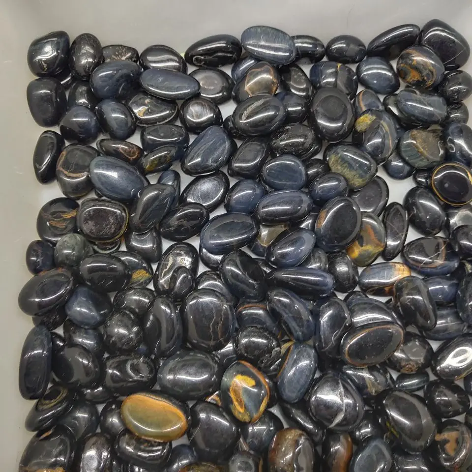 

Crystal Gravel Natural Blue Tiger's-eye Jewel Gravel Polished Raw Gemstone Quartz Gravel Rock healing