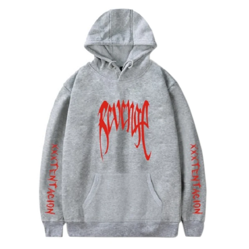 Серый Хлопок, мужские черные толстовки REVENGE Bad Vibes Forever, мужские толстовки с капюшоном, худи XXXTentacion, толстовки - Цвет: Серый