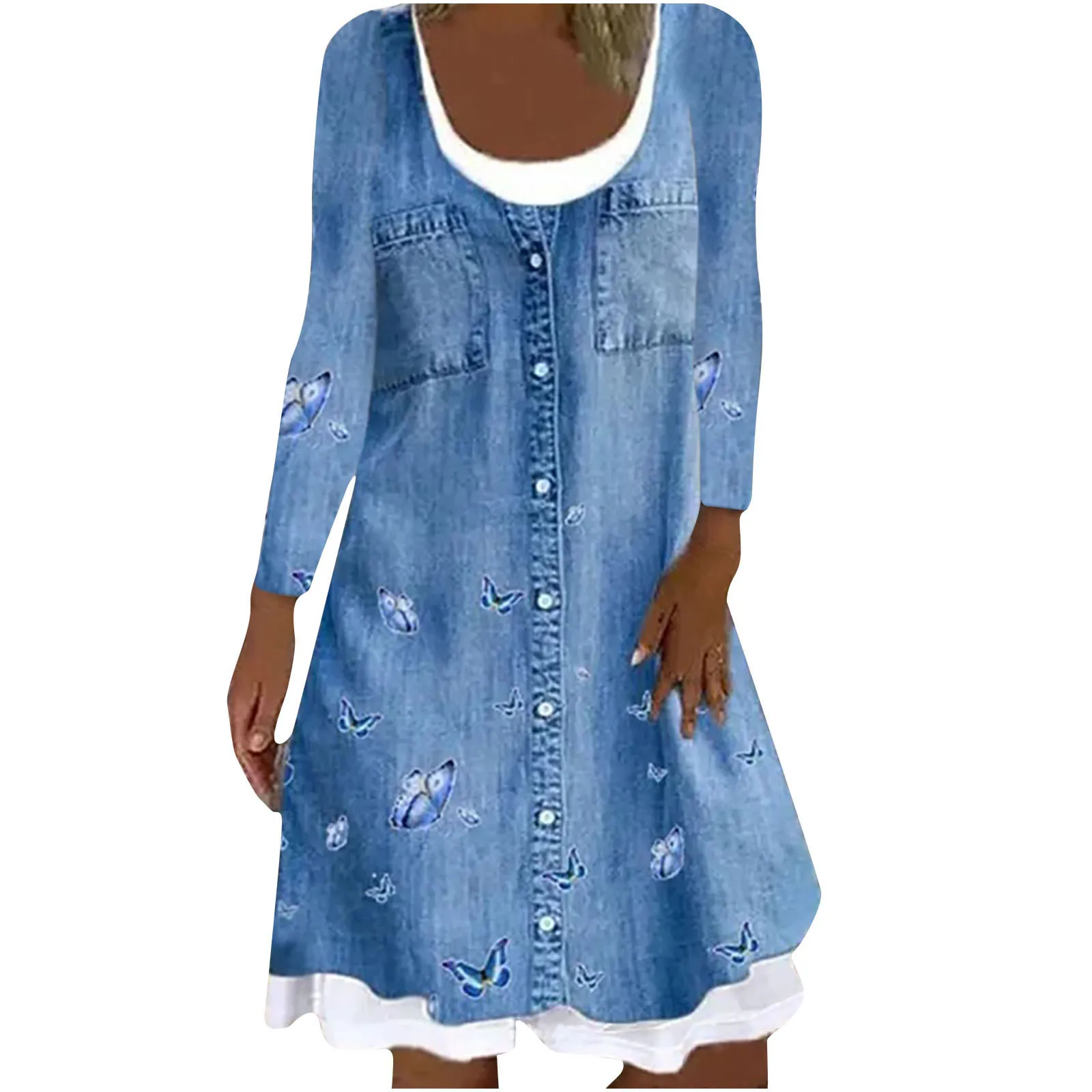 

Женское винтажное платье в стиле бохо, свободное праздничное пляжное платье миди с длинным рукавом, оборками и принтом, с карманами, весна ...