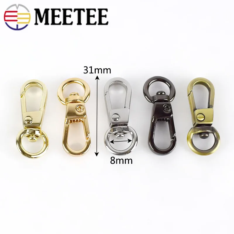 Meetee 10/20 шт 8*31 мм металлический брелок пряжки сумка аппаратные аксессуары зажим