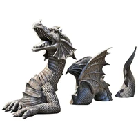 dragon sculpture decoration resin handicraft three stage dragon head dragon wing dragon tail gothic office and home decorations