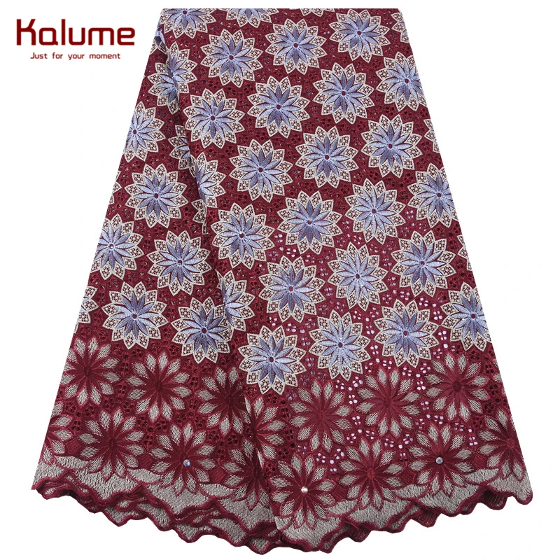 Высококачественная Африканская Хлопковая кружевная ткань Kalume с отверстиями